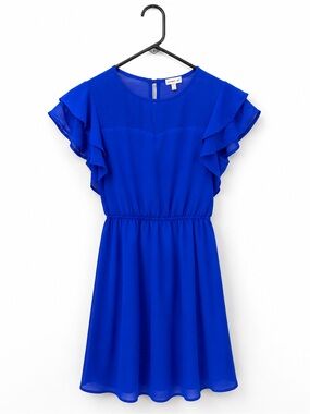 Girl’s Cobalt Blue Flutter Sleeve Dress